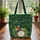 Red Macaw Green Frog Dense Fern Palm Foliage Winding River Floral Wreath - Wildlife Lover Gift Quilted Tote Bag - 3