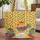 Folk Art Patchwork Chickens Floral Wreath Personalized - Farmhouse Decor Gift Quilted Tote Bag - 1