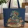 Personalized Majestic Dragon Rich Books Ornate Teacups Foliage - Fantasy Reader Gift Quilted Tote Bag - 1