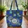 White Scale Blue Dragon Rose Foliage Gold Medallion Personalized Gift for Fantasy Lover Quilted Tote Bag - 3
