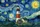 Lighthouse Small House Starry Night Sky Swirling Stars Rolling Hills Quilted Tote Bag - 7