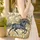 Majestic Navy Gold Wild Horse Galloping Small Leaf Garland - Wildlife Lover Gift Quilted Tote Bag - 4