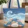 Personalized Blue Sea Turtles Ocean Waves Seashells - Ocean Lover Gift Quilted Tote Bag - 1