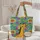 Giraffe Personalized Name Hoop Sunflowers Botanical Wildlife Lover Gift Quilted Tote Bag - 5