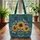 Personalized Sunflower Wildflower Floral Damask Wreath - Everyday Use Gift Quilted Tote Bag - 3
