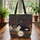 Tuxedo Cat Antique Books Roses Chrysanthemums - Cat Lover Book Lover Gift Quilted Tote Bag - 3