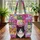 Orange Tuxedo Grey Tabby Cat Faces Floral Patchwork Name Ribbon - Everyday Cat Lover Gift Quilted Tote Bag - 3