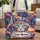 Cat Face Green Eyes Organic Swirls Leaf Garland Mosaic Background Personalized Gift Quilted Tote Bag - 1