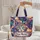 Cat Face Green Eyes Organic Swirls Leaf Garland Mosaic Background Personalized Gift Quilted Tote Bag - 5