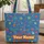 Starburst Wavy Lines Name Star Patch Chunky Bubble Letters - Everyday Tote Quilted Tote Bag - 1