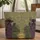 Women Gowns Hats Fan Tropical Foliage Name Medallion Personalized Gift Quilted Tote Bag - 1