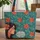 Personalized Woman Profile Tropical Flowers Leaves - Everyday Carry Gift for Her Quilted Tote Bag - 1