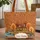 Log Cabin Glowing Windows River Autumn Leaves Pine Sprigs - Personalized Fall Gift Quilted Tote Bag - 1