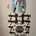 Black Cream Five Petal Flowers Central Circle Compact Enamel Plaque - Lifestyle Gift Quilted Tote Bag - 6