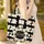 Black Cream Five Petal Flowers Central Circle Compact Enamel Plaque - Lifestyle Gift Quilted Tote Bag - 4