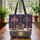 Shabbat Table Setting Star of David Floral Personalized Gift Quilted Tote Bag - 3