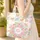 Wavy Border Checkerboard Cherry Blossom Blue Flower Floral Bouquet - Everyday Gift Quilted Tote Bag - 4