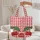 Your Name Cherry Pom-Poms Red White Houndstooth Gold Everyday Fashion Accessory Gift Quilted Tote Bag - 5