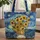 Sunflowers Vase Celestial Stars Moons - Sunflower Lovers Gift Quilted Tote Bag - 1