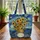 Sunflowers Vase Celestial Stars Moons - Sunflower Lovers Gift Quilted Tote Bag - 3