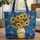 Golden Sunflowers Vase Cobalt Starry Night - Decor Gift for Sunflower Lover Quilted Tote Bag - 1