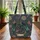 Majestic Dark Blue Dragon Antique Books - Personalized Floral Everyday Tote Gift Quilted Tote Bag - 3
