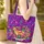 Purple Teal Orange Yellow Cat Organic Swirls Floral Leaves - Cat Lover Gift Quilted Tote Bag - 4