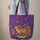 Purple Teal Orange Yellow Cat Organic Swirls Floral Leaves - Cat Lover Gift Quilted Tote Bag - 6