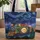 Ornate Vintage Steam Train Starry Sky - Train Lover Travel Essentials Gift Quilted Tote Bag - 1