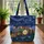 Ornate Vintage Steam Train Starry Sky - Train Lover Travel Essentials Gift Quilted Tote Bag - 3