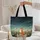 Fox Wildflower Field Twinkling Golden Lights Starry Night Sky - Wildlife Lover Gift Quilted Tote Bag - 5