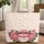 Ornate Floral Lace Lips Pink Roses Delicate Leaves Heart Name - Personalized Everyday Carry Gift Quilted Tote Bag - 1