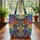 Vibrant Rainbow Cat Face Organic Shapes Your Name - Everyday Tote Gift for Cat Lover Quilted Tote Bag - 3