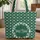 Continuous Deep Forest Green White Flowers Leaves Floral Wreath - Everyday Style Quilted Tote Bag - 1