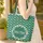 Continuous Deep Forest Green White Flowers Leaves Floral Wreath - Everyday Style Quilted Tote Bag - 4