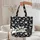 Black White Paw Prints Storybook Name Ribbon - Everyday Dog Cat Lover Gift Quilted Tote Bag - 5