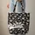 Black White Paw Prints Storybook Name Ribbon - Everyday Dog Cat Lover Gift Quilted Tote Bag - 6
