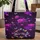 Purple Magenta Peonies Iridescent Butterflies Personalized Name - Everyday Gift Quilted Tote Bag - 1