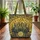 Abstract Mosaic Stained Glass Cats Medallion with Geometric Shapes - Cat Lover Gift Quilted Tote Bag - 3
