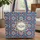 Mediterranean Tile Floral Geometric Mandala Medallion - Everyday Travel Essentials Quilted Tote Bag - 1