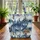 Majestic Blue-Eyed Wolf Wooden Sign Mountain Pine Trees - Wildlife Lover Gift Quilted Tote Bag - 3