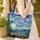 Starry Night Village Cypress Tree - Art Lover Everyday Tote Gift Quilted Tote Bag - 4