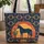 Majestic Dark Blue Horse Setting Sun Saguaro Cactus Western Wood Sign - Cowboy Lover Gift Quilted Tote Bag - 1