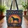 Majestic Dark Blue Horse Setting Sun Saguaro Cactus Western Wood Sign - Cowboy Lover Gift Quilted Tote Bag - 3