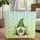 Gnome Green Hat Clover Daisies Foliage with Your Name - Lucky Charm Quilted Tote Bag - 1