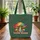 Melting Rainbow Mushroom Organic Swirls Chunky Bubble Letters - Mushroom Fan Gift Quilted Tote Bag - 3