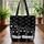 Personalized Minimalist Black Cats Thick White Outlines - Everyday Cat Lover Gift Quilted Tote Bag - 3