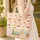 Vintage Camper Autumn Leaves Roses Custom Name - Travel Essentials Road Trip Gift for Her Quilted Tote Bag - 4