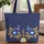 Opulent Sapphire Gemstone Flowers Gold Chain Medallion - Elegant Accessory for Everyday Use Quilted Tote Bag - 1