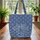 Ornate Bow Floral Wreath Small Bows Heart Accents Denim Blue - Everyday Gift Quilted Tote Bag - 3